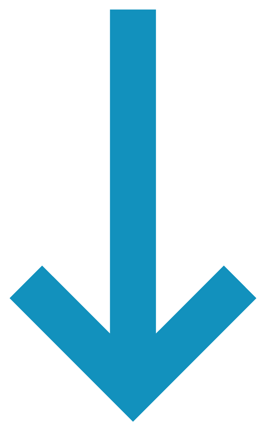 large sea blue downward-pointing arrow